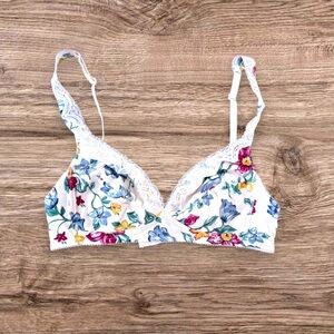 Lily of France by Delores Vintage 1759 Floral Cotton Lace Bralette Bra 36A